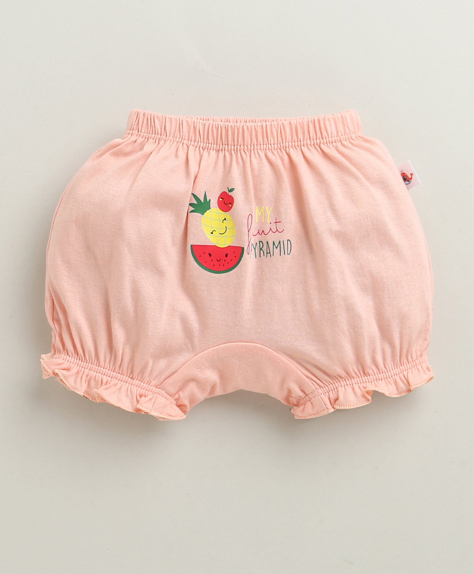 Girls 100% Cotton Solid Bloomers - Peach & Mint Green