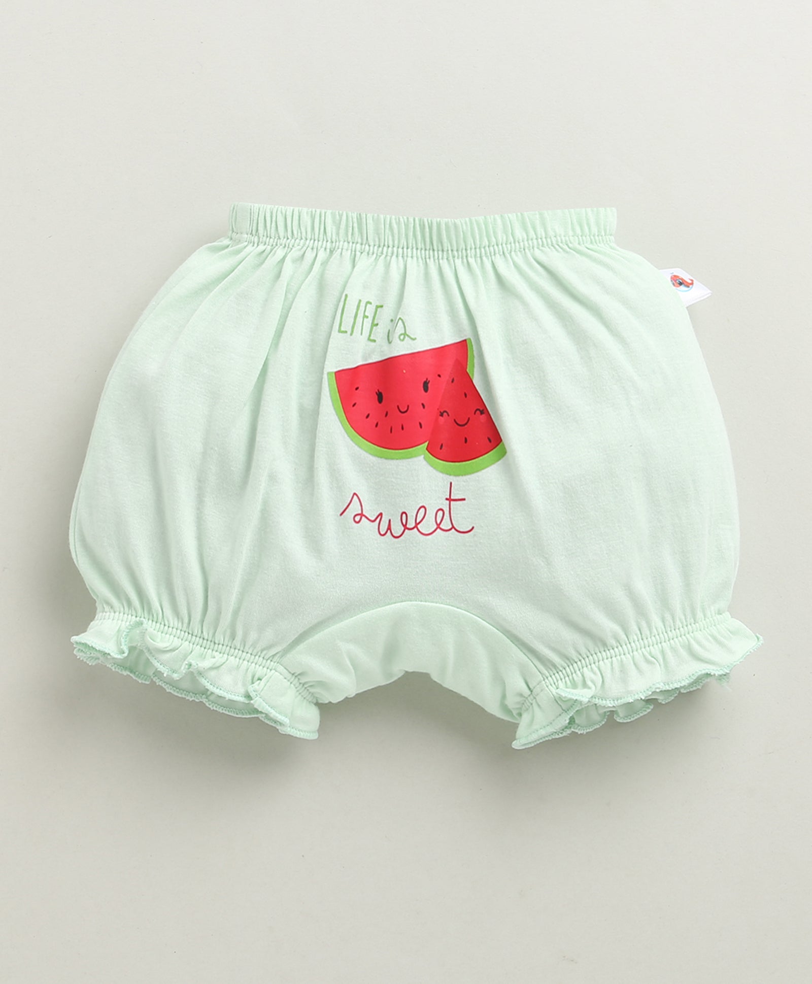 Girls 100% Cotton Solid Bloomers - Peach & Mint Green
