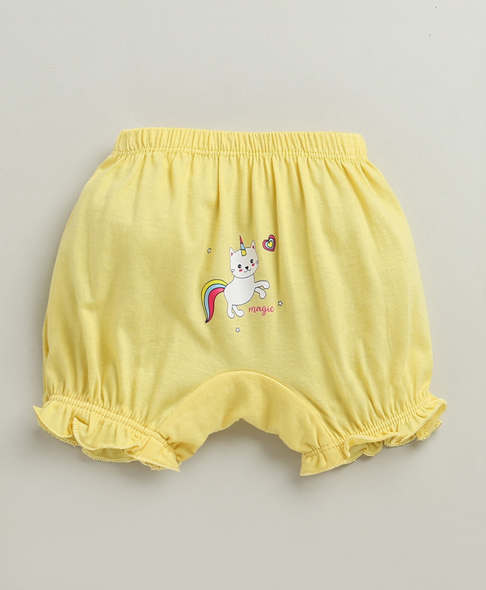 Girls 100% Cotton Solid Bloomers - Yellow & Pink