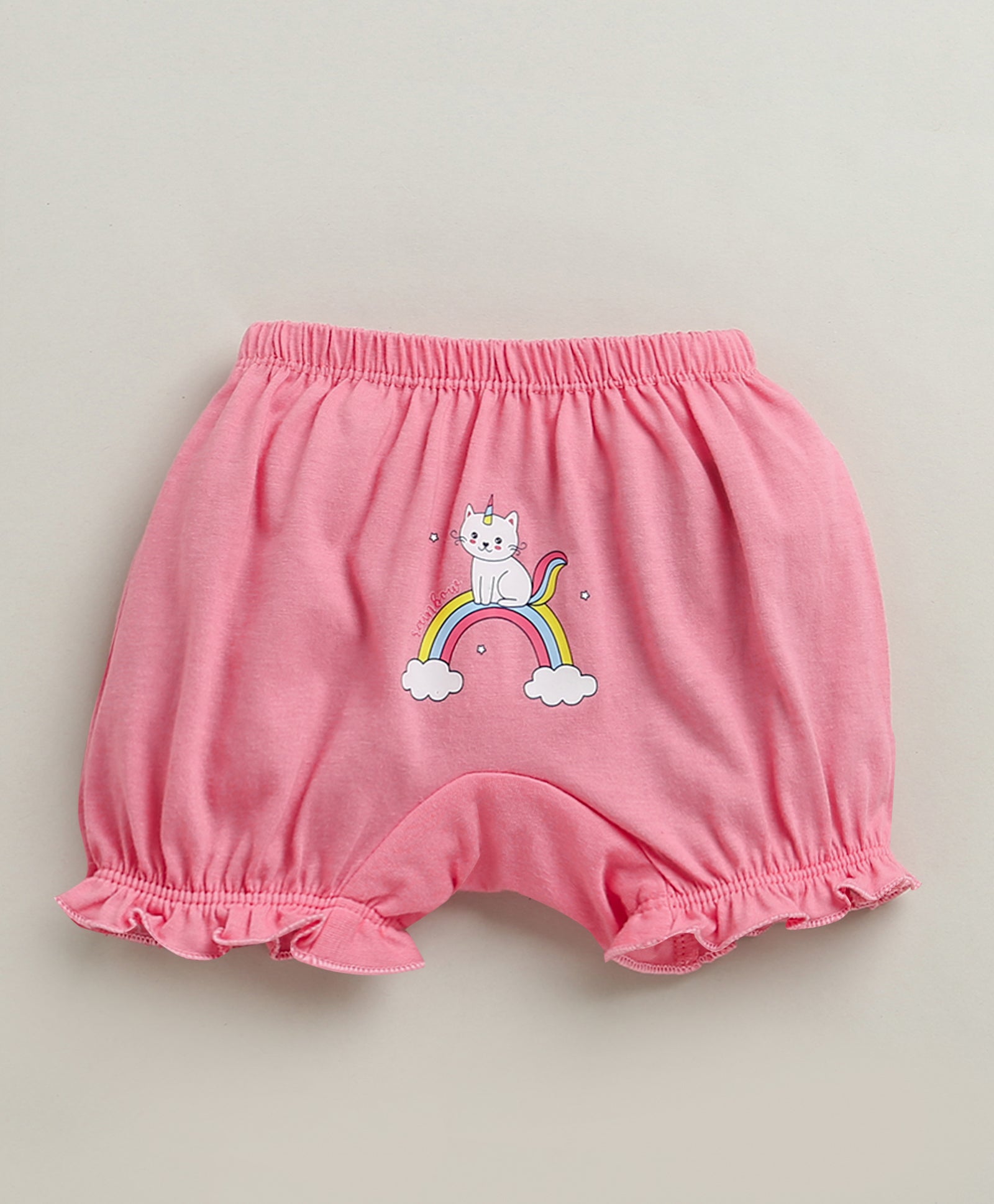 Girls 100% Cotton Solid Bloomers - Yellow & Pink