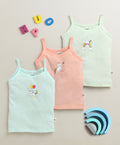 Bumzee Peach & Mint Green Slips, Pack of 3, Sleeveless, 100% Cotton (Style Peb10645)