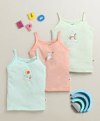 Bumzee Peach & Mint Green Slips, Pack of 3, Sleeveless, 100% Cotton (Style Peb10645)