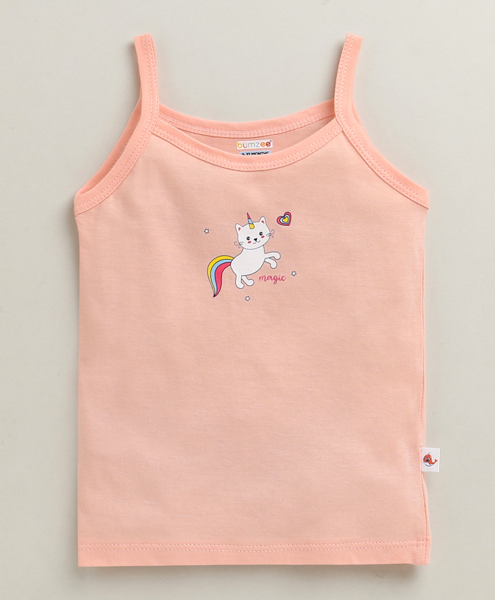 Girls 100% Cotton Solid Slips - Peach & Mint Green