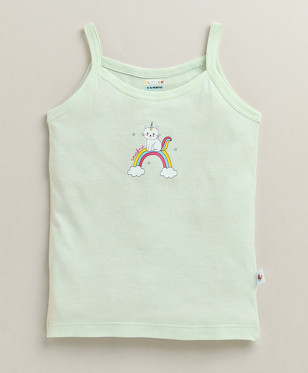 Bumzee Peach & Mint Green Slips, Pack of 3, Sleeveless, 100% Cotton (Style Peb10645)