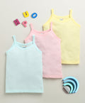 Bumzee Yellow & Sky Blue Slips, Pack of 3, Sleeveless, 100% Cotton (Style Peb10646)