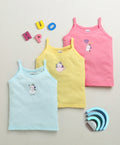 Bumzee Yellow & Pink Slips, Pack of 3, Sleeveless, 100% Cotton