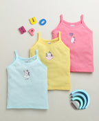 Bumzee Yellow & Pink Slips, Pack of 3, Sleeveless, 100% Cotton