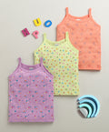 Bumzee Peach & Lavender Graphic Print Slips, Pack of 3, Sleeveless, 100% Cotton