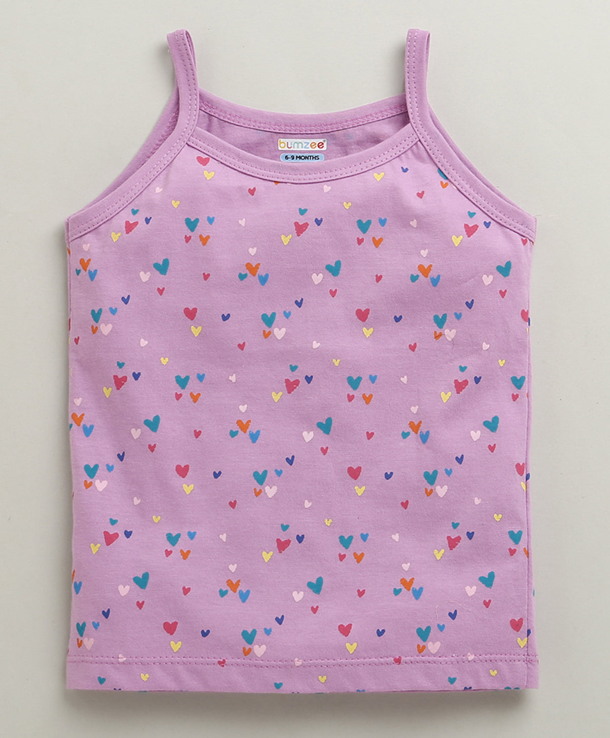 Bumzee Peach & Lavender Graphic Print Slips, Pack of 3, Sleeveless, 100% Cotton