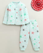 Bumzee Mint Green Graphic Print Winter Set, Full Sleeves, Padded (Style Peb10654)
