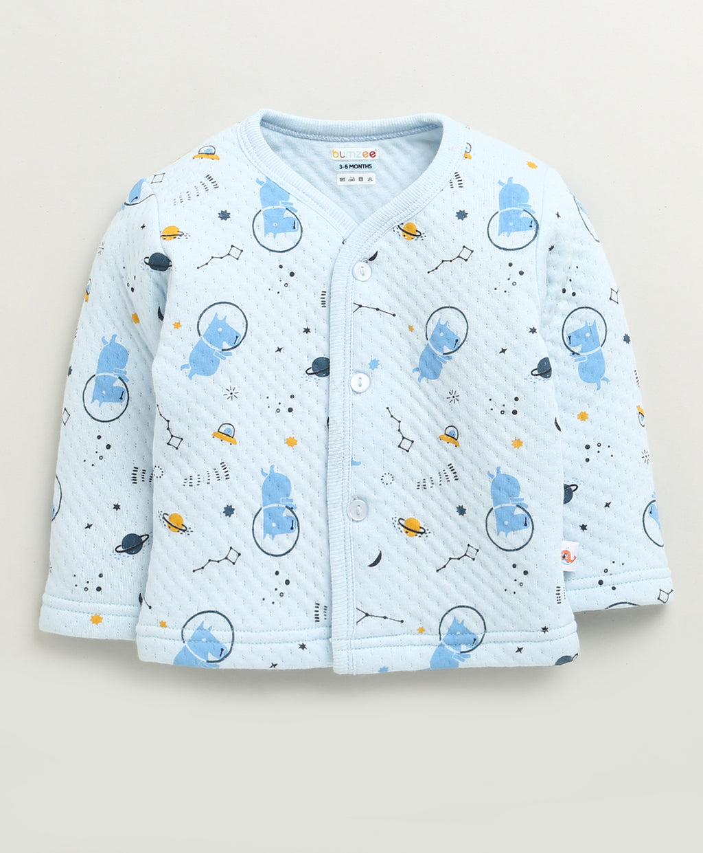 Bumzee Sky Blue Graphic Print Winter Set, Full Sleeves, Padded