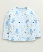Bumzee Sky Blue Graphic Print Winter Set, Full Sleeves, Padded