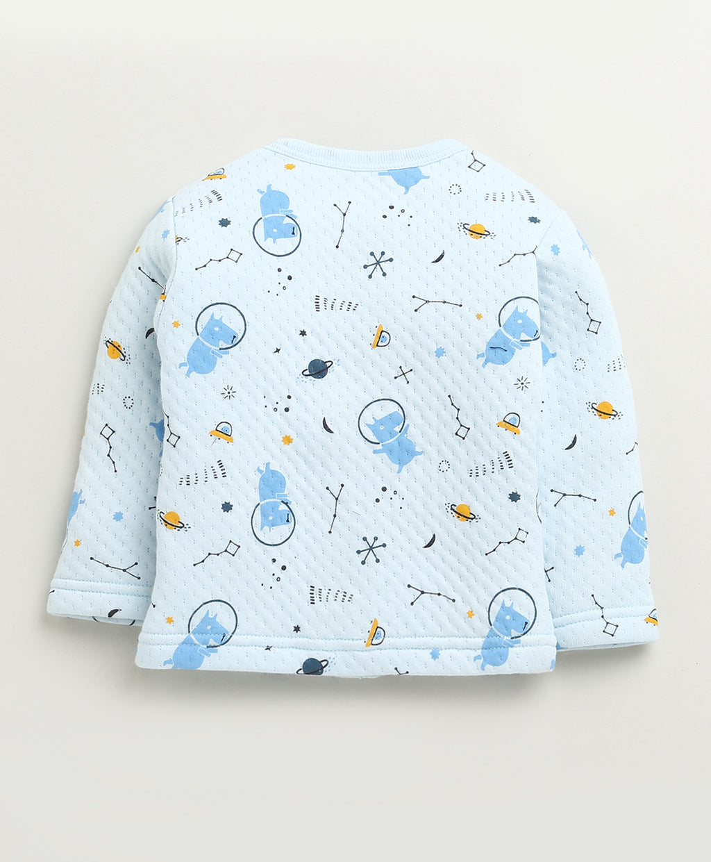 Bumzee Sky Blue Graphic Print Winter Set, Full Sleeves, Padded