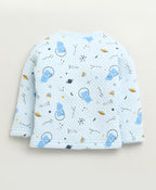Bumzee Sky Blue Graphic Print Winter Set, Full Sleeves, Padded