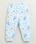Bumzee Sky Blue Graphic Print Winter Set, Full Sleeves, Padded