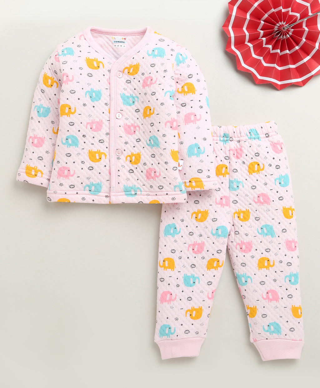 Bumzee Pink Animal Print Winter Set, Full Sleeves, Padded (Style Peb10657)