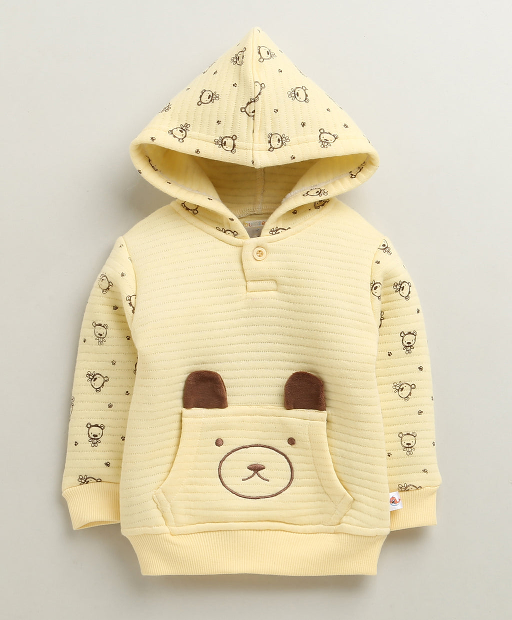 Bumzee Yellow Animal Print Winter Set, Full Sleeves, Padded