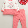 Girls Polyfill Floral Winter Set - Peach & Cream