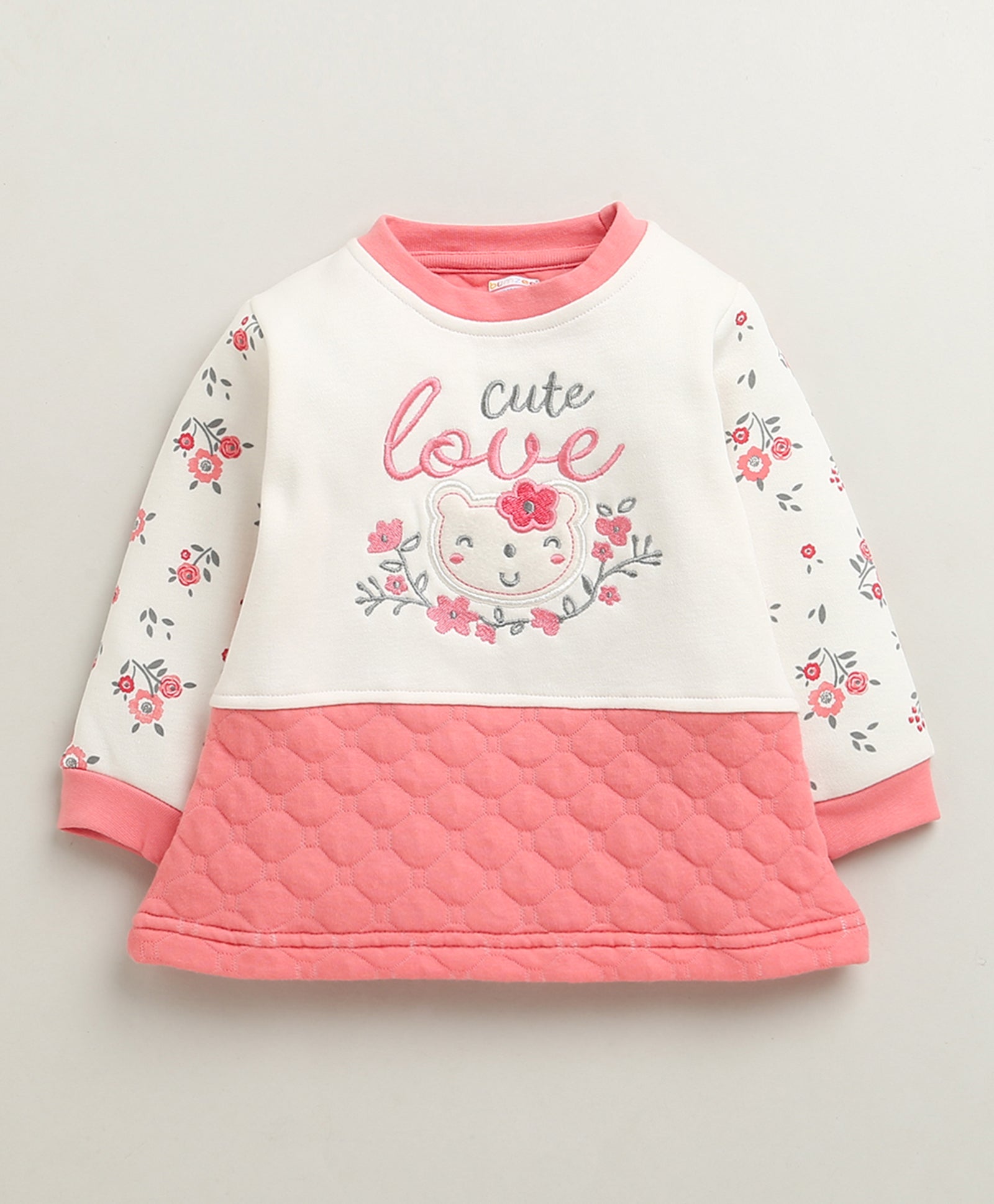 Girls Polyfill Floral Winter Set - Peach & Cream