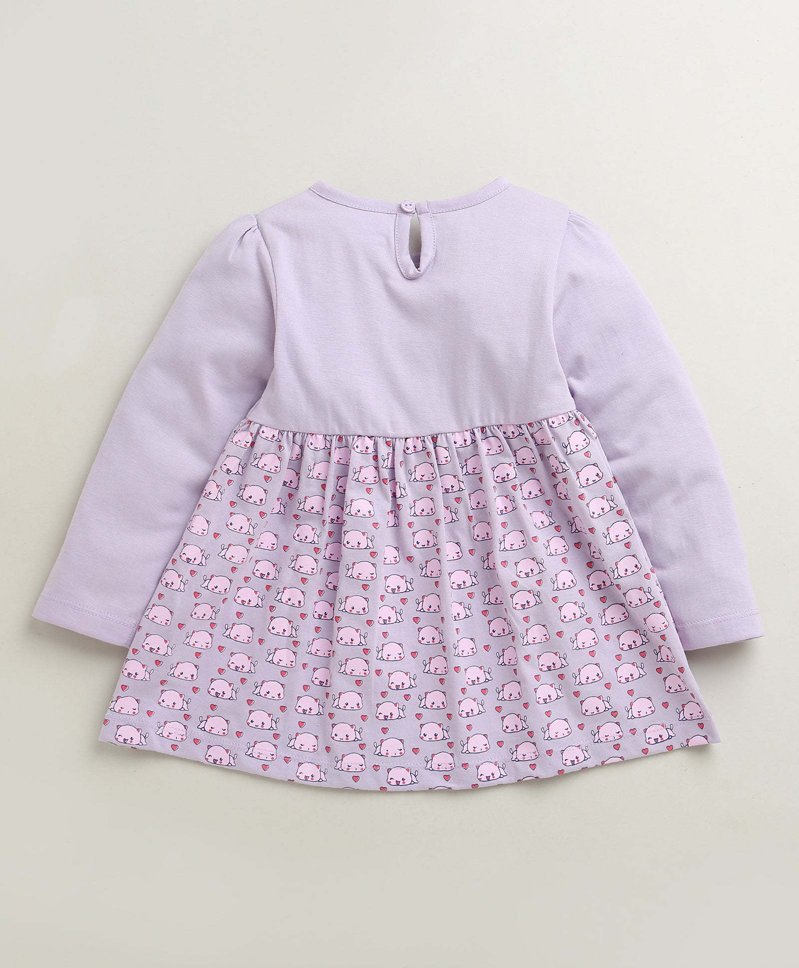 Lavender Girls Full Sleeves Cotton Knee Length Frock