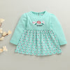 Mint Green Girls Full Sleeves Cotton Knee Length Frock