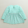 Mint Green Girls Full Sleeves Cotton Knee Length Frock