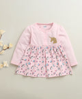 Bumzee Pink Animal Print Frock, Full Sleeves, 100% Cotton