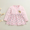 Pink Girls Full Sleeves Cotton Knee Length Frock