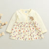 Cream Girls Full Sleeves Cotton Knee Length Frock