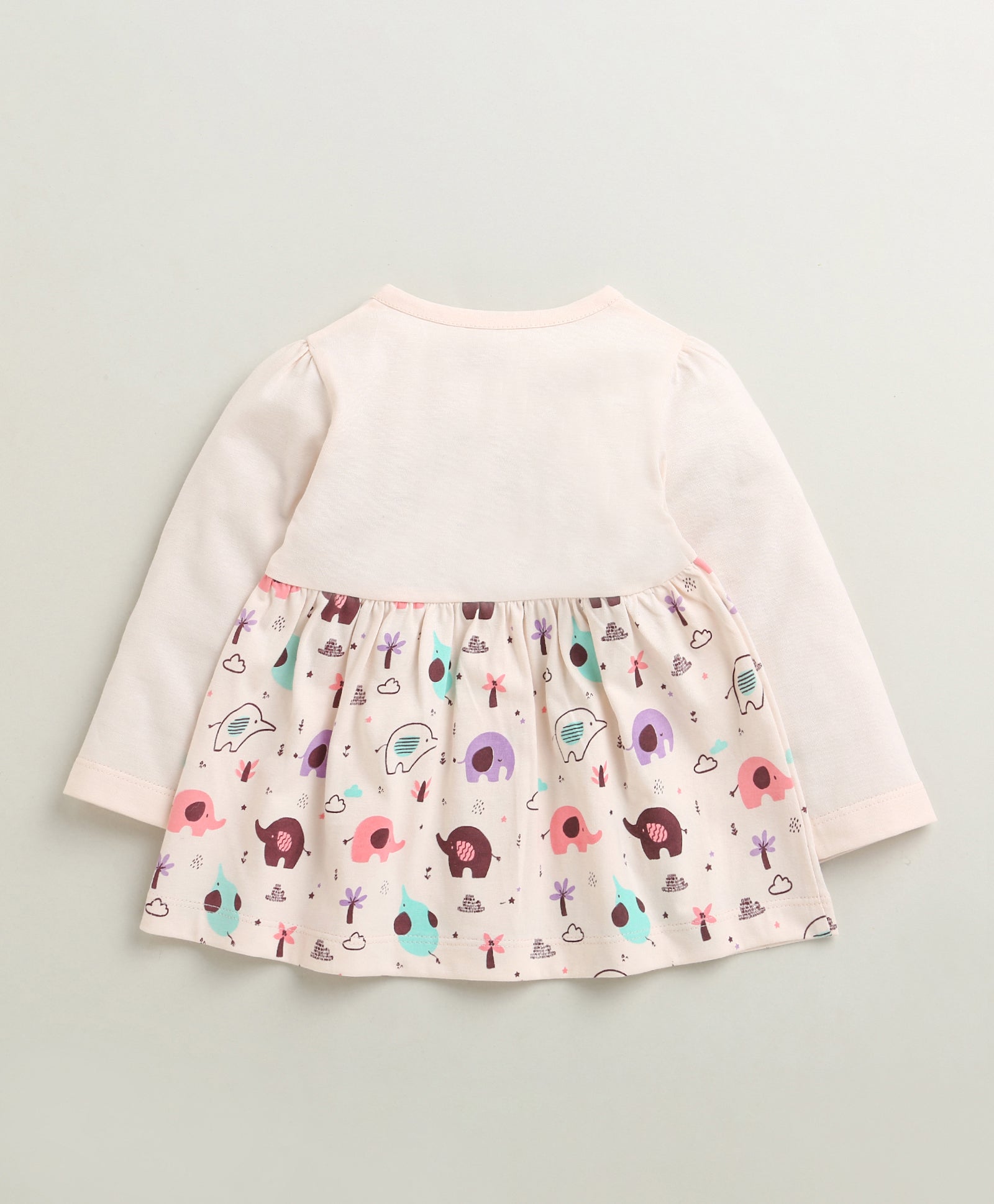 Peach Girls Full Sleeves Cotton Knee Length Frock