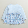 Sky Blue Girls Full Sleeves Cotton Knee Length Frock