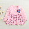 Pink Girls Full Sleeves Cotton Knee Length Frock