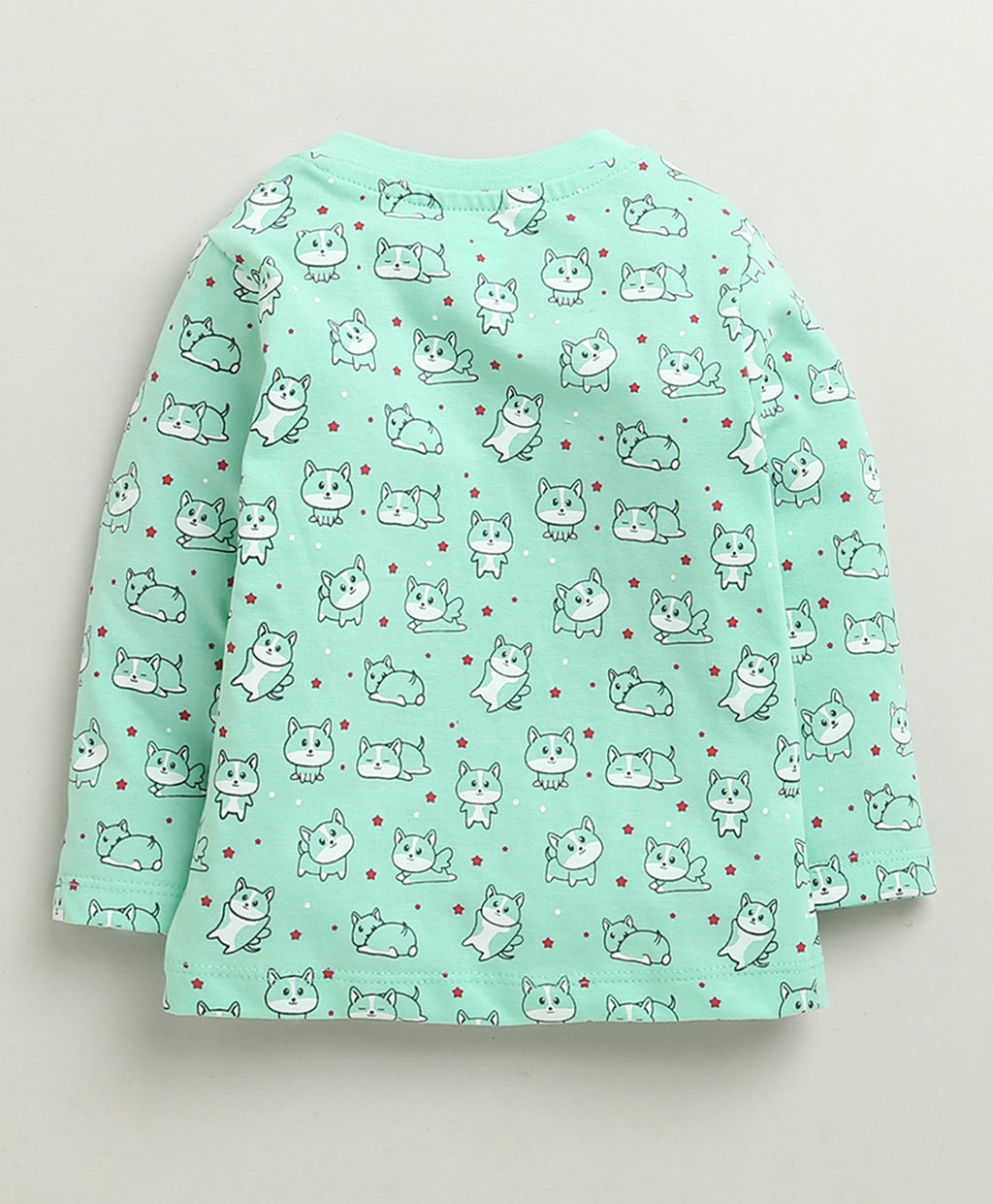 Bumzee Mint Green Animal Print Jabla & Pyjama Set, Full Sleeves, 100% Cotton (Style Peb10679)