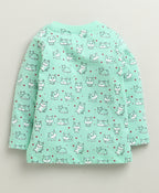 Bumzee Mint Green Animal Print Jabla & Pyjama Set, Full Sleeves, 100% Cotton (Style Peb10679)
