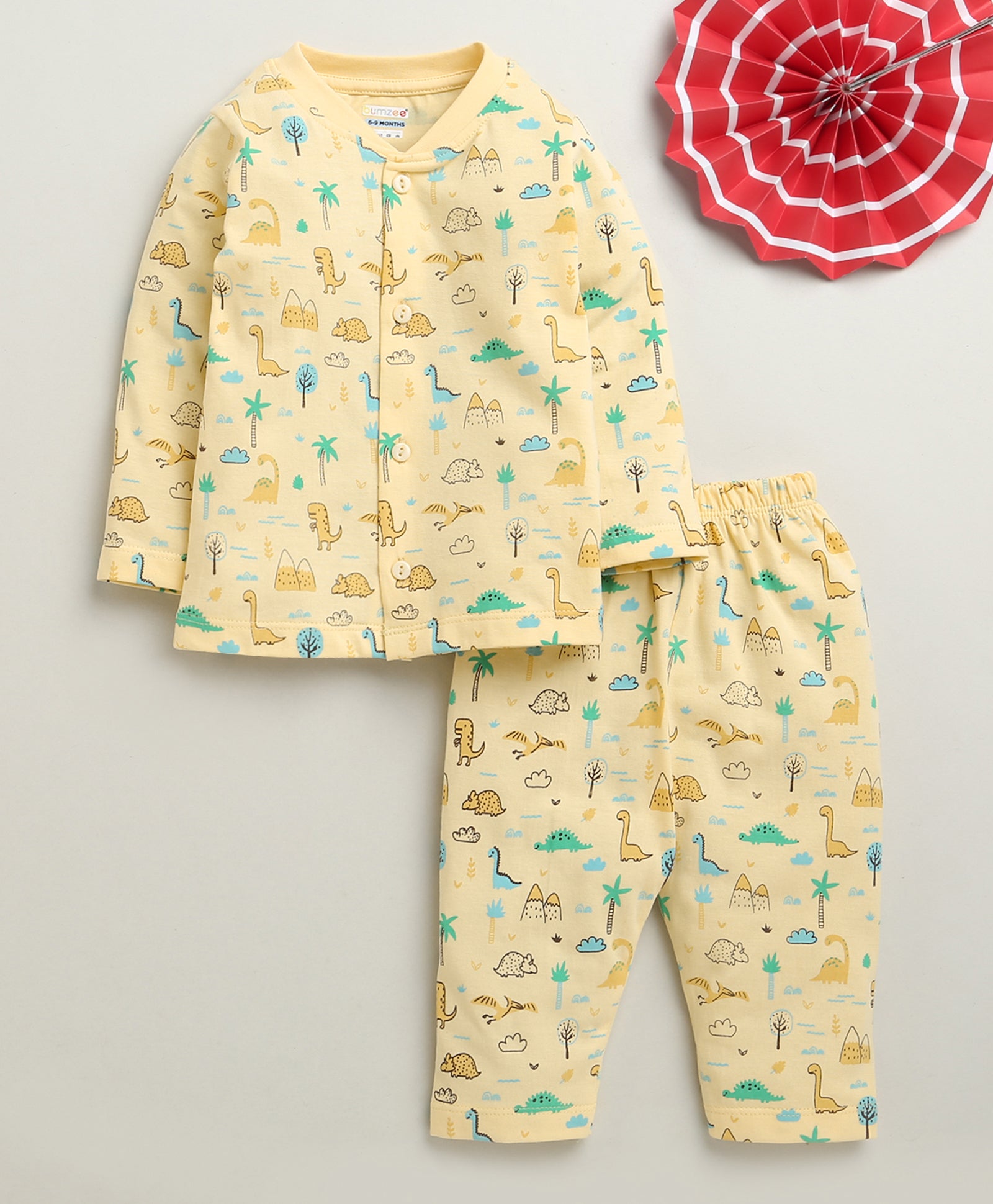 Boys 100% Cotton Animal Jabla & Pyjama Set - Yellow
