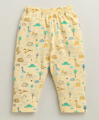 Bumzee Yellow Animal Print Jabla & Pyjama Set, Full Sleeves, 100% Cotton