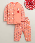 Bumzee Coral Graphic Print Jabla & Pyjama Set, Full Sleeves, 100% Cotton