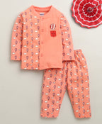 Bumzee Coral Graphic Print Jabla & Pyjama Set, Full Sleeves, 100% Cotton