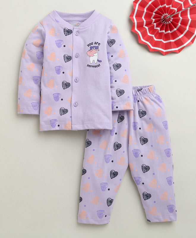 Girls 100% Cotton Graphic Jabla & Pyjama Set - Lavender