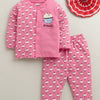 Girls 100% Cotton Graphic Jabla & Pyjama Set - Pink