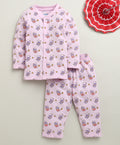 Bumzee Lavender Animal Print Jabla & Pyjama Set, Full Sleeves, 100% Cotton