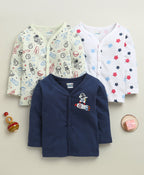 Bumzee Navy & White Graphic Print Jabla, Pack of 3, Full Sleeves, 100% Cotton