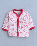 Bumzee Baby Pink Floral Print Jabla & Pyjama Set, Full Sleeves, 100% Cotton (Style Peb10691)