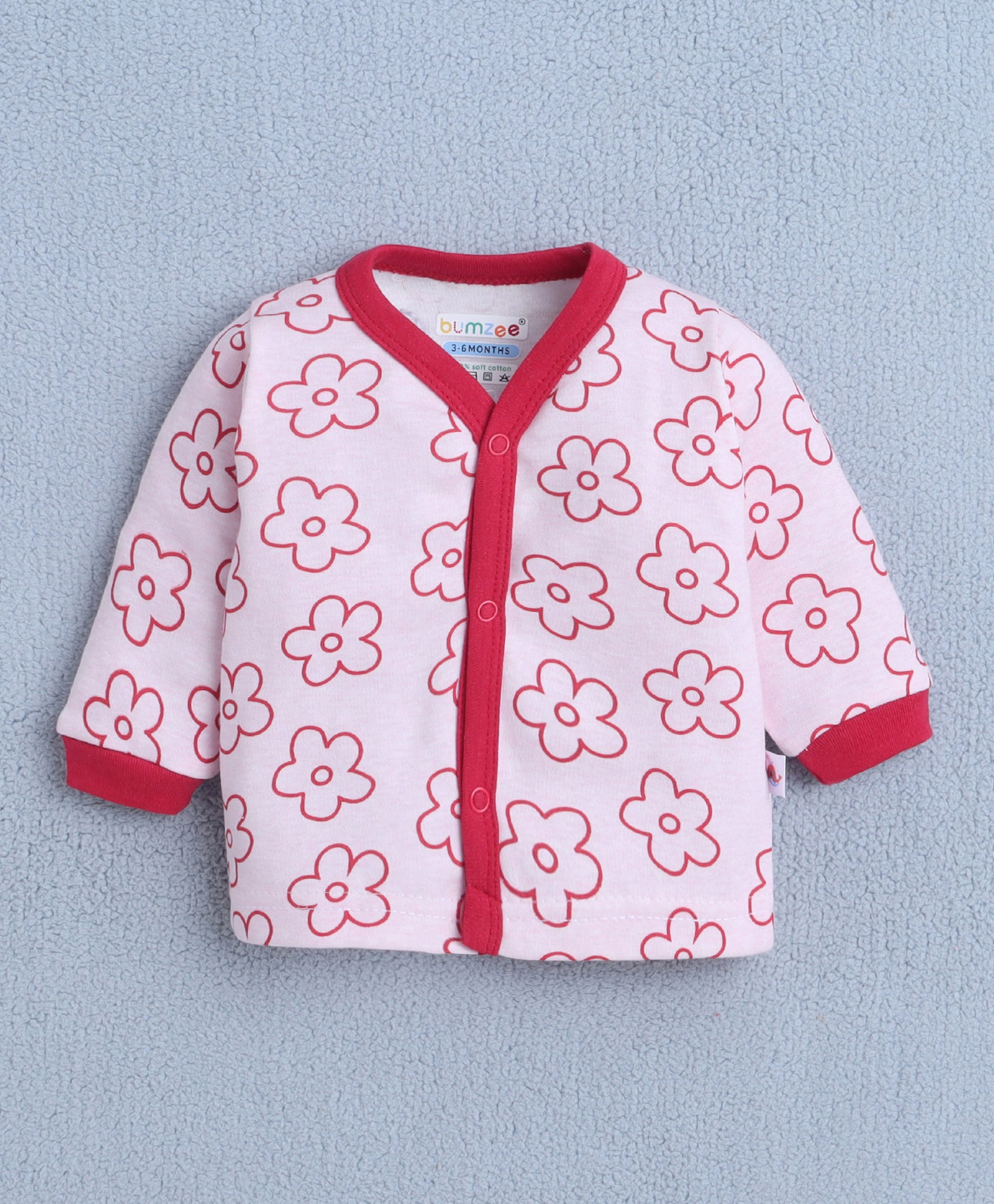 Girls 100% Cotton Floral Jabla & Pyjama Set - Baby Pink