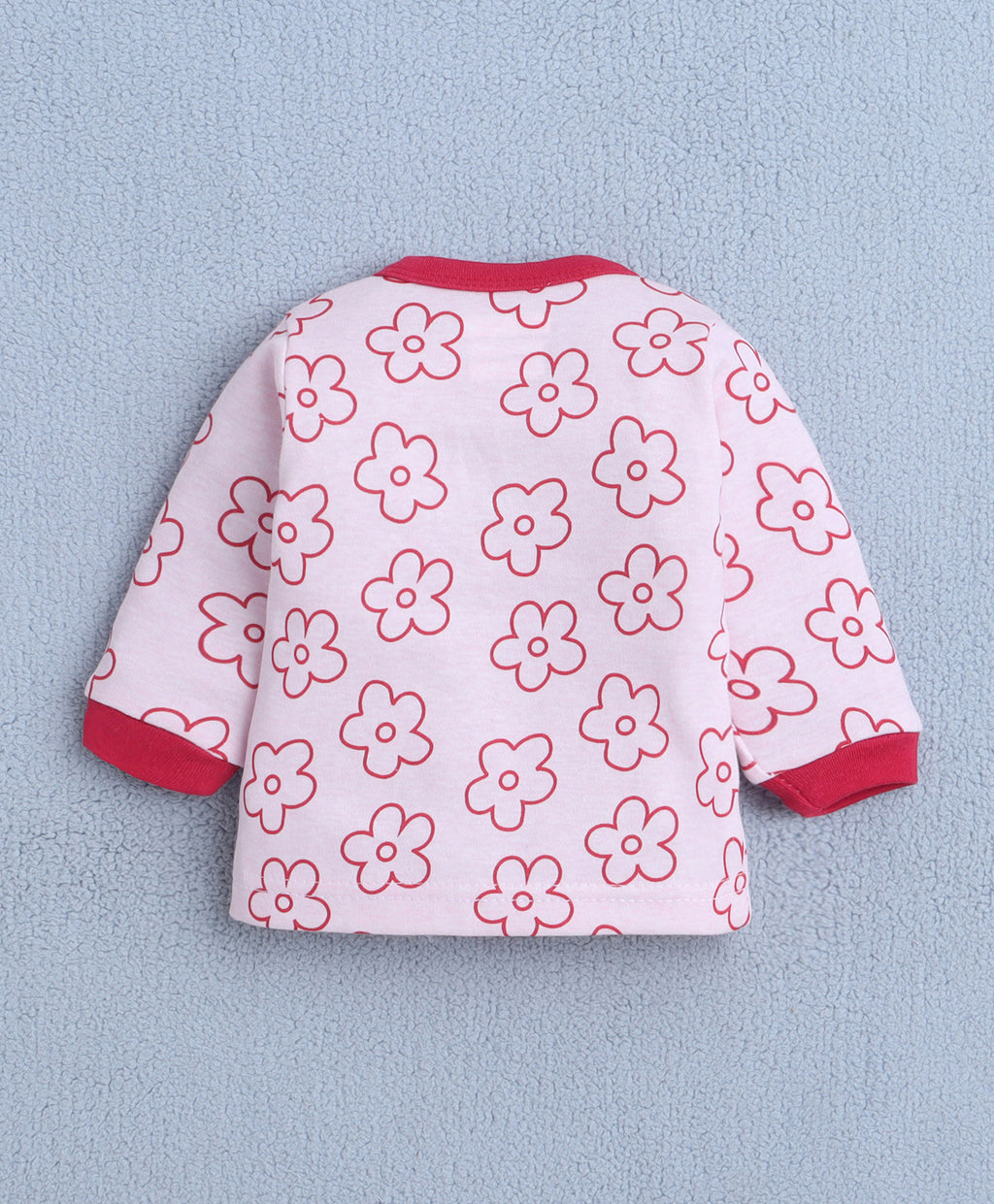 Bumzee Baby Pink Floral Print Jabla & Pyjama Set, Full Sleeves, 100% Cotton (Style Peb10691)