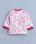 Bumzee Baby Pink Floral Print Jabla & Pyjama Set, Full Sleeves, 100% Cotton (Style Peb10691)