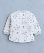 Bumzee Off White Animal Print Jabla & Pyjama Set, Full Sleeves, 100% Cotton