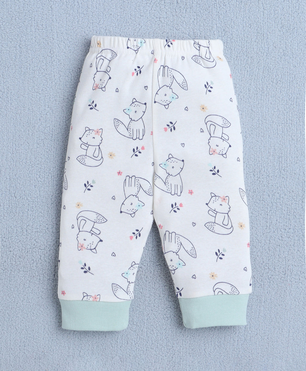 Bumzee Off White Animal Print Jabla & Pyjama Set, Full Sleeves, 100% Cotton
