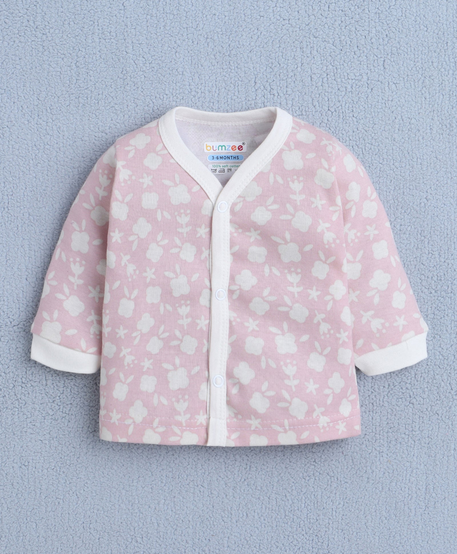 Girls 100% Cotton Floral Jabla & Pyjama Set - Pink