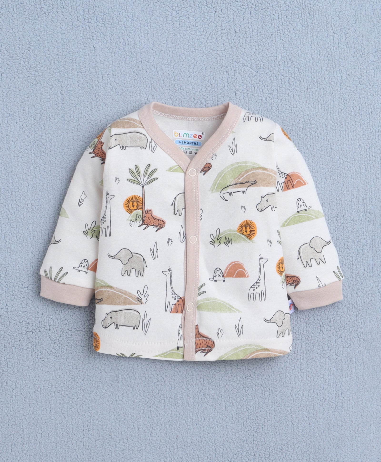 Boys 100% Cotton Animal Jabla & Pyjama Set - Beige